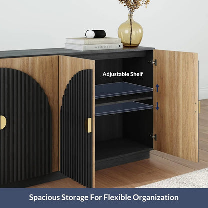 65 Inch Fluted Buffet Cabinet - Elegant Storage Solution