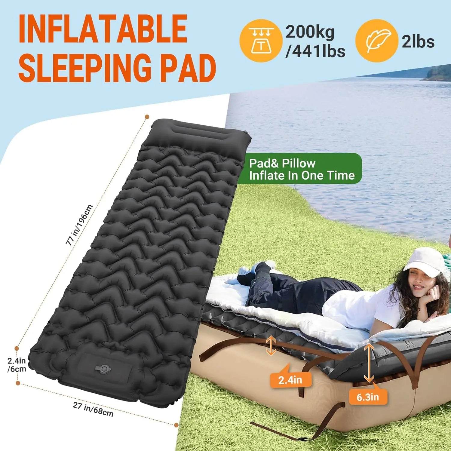 Camping Air Bed Frame - Ultralight Inflatable Backpacking Pad