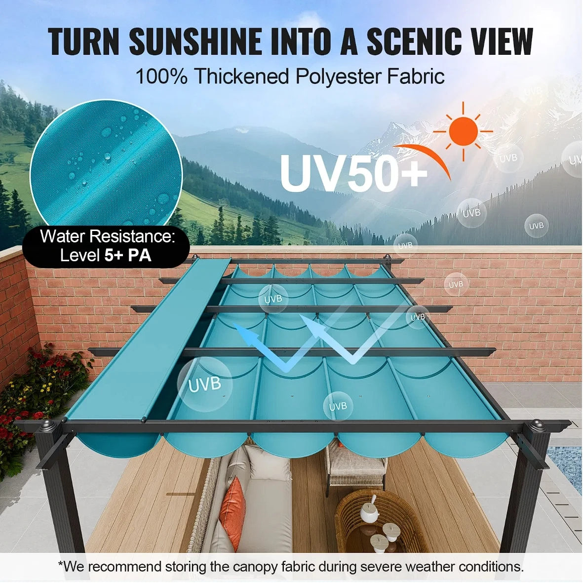 VEVOR 10'x13' Retractable Pergola - Durable Aluminum & Sun Shade