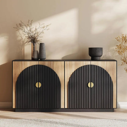 65 Inch Fluted Buffet Cabinet - Elegant Storage Solution